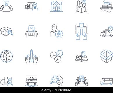 Order fulfillment line icons collection. Delivery, Shipping, Logistics, Inventory, Packaging, Warehousing, Dispatching vector and linear illustration Stock Vector