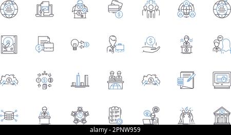 Economic policy line icons collection. Inflation, Unemployment ...