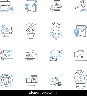 Cash profit line icons collection. Revenue, Income, Earnings, Gain, Profitability, Return, Margin vector and linear illustration. Yield,Prosperity Stock Vector