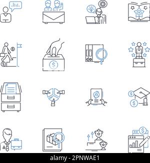 Commercial income line icons collection. Revenue, Profits, Sales, Transactions, Earnings, Cash flow, Income stream vector and linear illustration Stock Vector