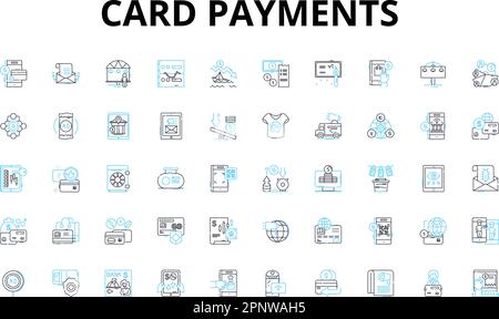Card payments linear icons set. Transaction, Authorization, Payment ...