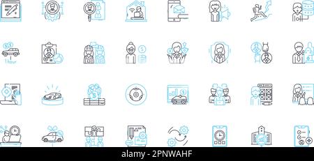 Occupation and Vitae linear icons set. Qualifications, Experience, Skills, Education, Achievements, Expertise, Professionalism line vector and concept Stock Vector