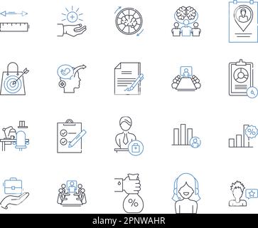 Event logistics line icons collection. Scheduling, Coordination, Transportation, Catering, Staffing, Set-up, Tear-down vector and linear illustration Stock Vector