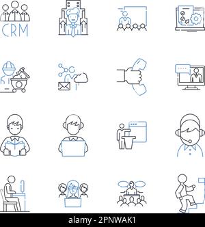 Staff improvement line icons collection. Training, Development, Coaching, Feedback, Motivation, Empowerment, Progression vector and linear Stock Vector