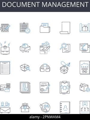 Paperwork handling line icons collection. Filing, Organization, Sorting ...
