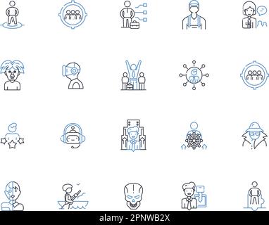 Proxies line icons collection. Anonymity, Privacy, Security, Proxy server, IP address, Proxy list, Virtual Private Nerk vector and linear illustration Stock Vector