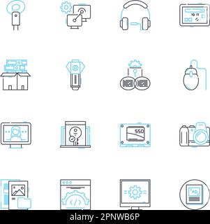 Contraption linear icons set. Machine, Rube Goldberg, Gadget, Device ...