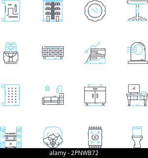 Shelving linear icons set. Storage, Organization, Display, Adjustable ...