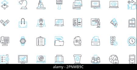 Legal entity linear icons set. Corporation, Partnership, Business, Company, Firm, LLC, Trust line vector and concept signs. Organization,Association Stock Vector