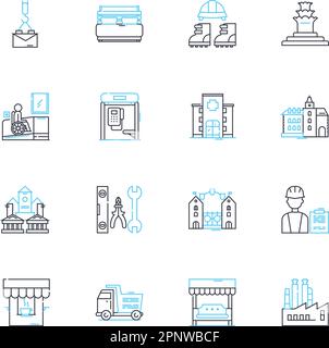 High-rise buildings linear icons set. Skyscraper, Tower, Height ...