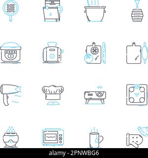 Machines line icons signs set. Design collection of Robots, Automata ...