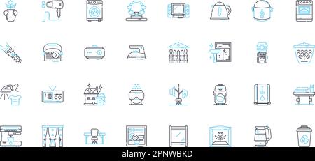 Gadgets linear icons set. Technology, Devices, Innovation, Electronics, Smartphs, Wearables, Tablets line vector and concept signs. Drs,Headphs Stock Vector