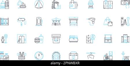 Architecture linear icons set. Design, Structure, Construction, Modernism, Esthetics, Materials, Engineering line vector and concept signs. Form,Space Stock Vector