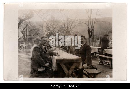 THE CZECHOSLOVAK REPUBLIC - CIRCA 1940s: Vintage photo shows people during rural feast. Stock Photo