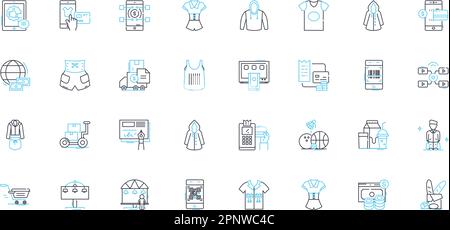 Apparel acquisition linear icons set. Fashion, Clothing, Style, Acquisition, Purchase, Retail, Store line vector and concept signs. Brand,Trend,Online Stock Vector