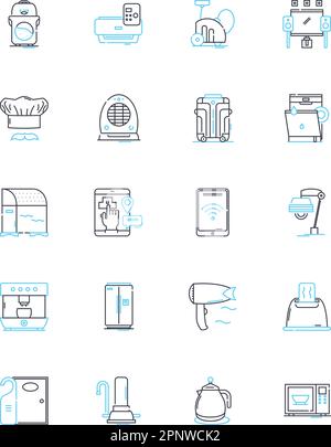 Machines line icons signs set. Design collection of Robots, Automata ...