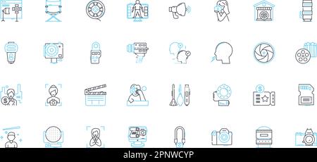 Email marketing linear icons set. Automated, Newsletter, Broadcast, Segmentation, Opt-in, Conversion, Personalized line vector and concept signs. Open Stock Vector