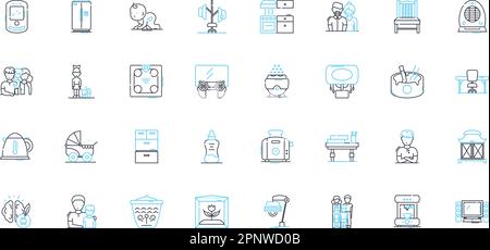 Dwellers linear icons set. Denizens, Inhabitants, Residents, Occupants ...