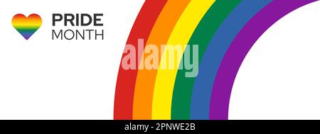 Pride month banner background. Rainbow, Heart shape and text. Vector illustration Stock Vector