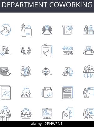 Department coworking line icons collection. Duration, Commute, Trip ...