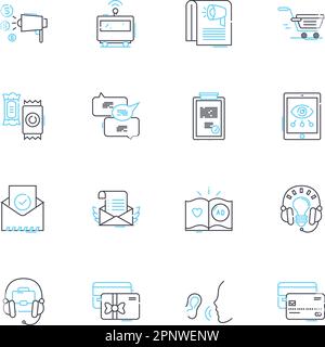 Market linear icons set. Competition, Trends, Demand, Customer, Product, Innovation, Pricing line vector and concept signs. Growth,Promotion,Supply Stock Vector