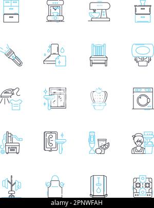 Personal hobby linear icons set. Writing, Painting, Drawing, Gardening, Cooking, Singing, Dancing line vector and concept signs. Knitting,Sewing Stock Vector