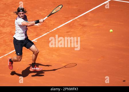 Stefanos Tsitsipas during the Barcelona Open Banc Sabadell , Conde de Godo Trophy match, day 4.Tennis ATP 500, Real Club de Tenis Barcelona, Barcelona, Spain - 20 April 2023. (Photo by Bagu Blanco / PRESSIN) Stock Photo