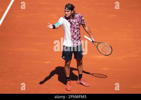 Stefanos Tsitsipas during the Barcelona Open Banc Sabadell , Conde de Godo Trophy match, day 4.Tennis ATP 500, Real Club de Tenis Barcelona, Barcelona, Spain - 20 April 2023. (Photo by Bagu Blanco / PRESSIN) Stock Photo