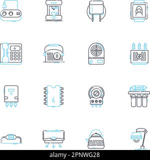 Power tools linear icons set. Drills, Saws, Sanders, Planers, Routers, Grinders, Hammer drills line vector and concept signs. Screwdrivers,Nailers Stock Vector