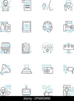 Market linear icons set. Competition, Trends, Demand, Customer, Product, Innovation, Pricing line vector and concept signs. Growth,Promotion,Supply Stock Vector