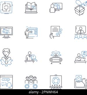 Research unit line icons collection. Discovery, Inquiry, Exploration, Investigation, Experimentation, Analysis, Observation vector and linear Stock Vector