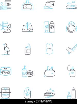 Cooking classes linear icons set. Culinary, Gourmet, Cuisine, Recipe, Ingredients, Instruction, Kitchen line vector and concept signs. Technique,Meal Stock Vector