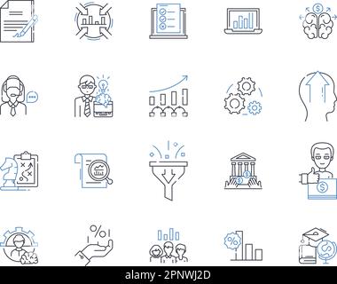Revenue streams line icons collection. Advertising, Subscription, Donations, Referral, Rental, Commission, Affiliate vector and linear illustration Stock Vector