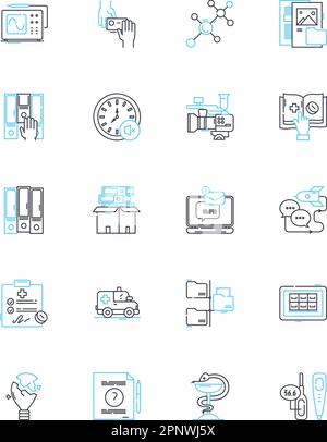 Pathology linear icons set. Cancer, Disease, Infection, Diagnosis, Treatment, Biopsy, Genetics line vector and concept signs. Immunology,Microbiology Stock Vector