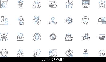 Guest relations line icons collection. Hospitality, Communication, Service, Empathy, Satisfaction, Attention, Experience vector and linear Stock Vector