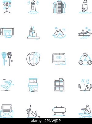 Relaxation linear icons set. Serenity, Tranquility, Bliss, Calmness ...