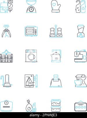 kitchen utensils linear icons, signs, symbols vector line illustration ...
