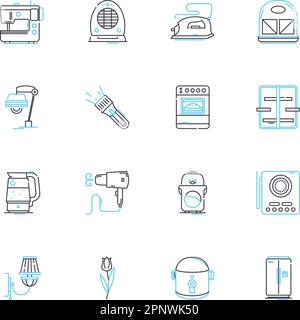 Refrigerator linear icons set. Cooling, Preservation, Freezing, Food, Ice, Temperature, Chill line vector and concept signs. Frost,Compressor,Storage Stock Vector