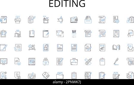 Editing line icons collection. Employment, Opportunities, Positions, Listings, Jobs, Hiring, Applicant vector and linear illustration. Recruitment Stock Vector