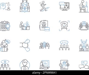 Contract labor line icons collection. Outsourcing, Freelance, Temporary, Staffing, Gig, Self-employed, Contingent vector and linear illustration. Part Stock Vector
