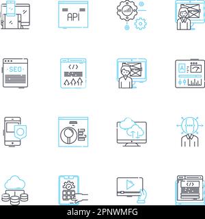 Stock trading linear icons set. Trading, Stocks, Investment, Bulls, Bears, Market, Analysis line vector and concept signs. Risk,Returns,Volatility Stock Vector