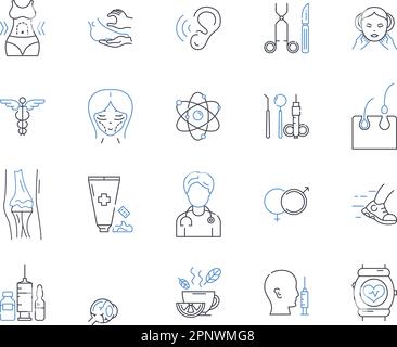 Body analysis line icons collection. Anthropometry, Biometrics, Body composition, Body fat, BMI Body Mass Index, B density, Caliper vector and linear Stock Vector
