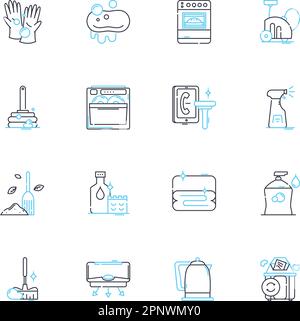 Lawn care linear icons set. Mowing, Irrigation, Fertilization, Edging, Weed control, Aeration, Seeding line vector and concept signs. Pruning,Mulching Stock Vector