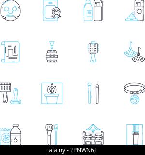 Gift Shop linear icons set. Souvenir, Trinkets, Keepsakes, Memorabilia, Novelties, Decor, Collectables line vector and concept signs. Ornaments Stock Vector