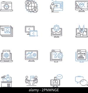 Cyber commerce line icons collection. E-commerce, Digital, Online, Shopping, Cybersecurity, Transactions, Marketplace vector and linear illustration Stock Vector