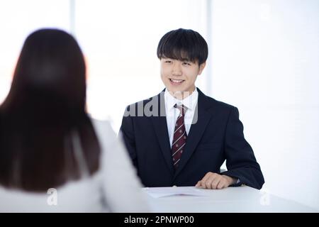 High school students interviewing Stock Photo