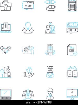 Electronic sales linear icons set. Gadgets, Technology, Devices, Appliances, Computers, Smartphs, Tablets line vector and concept signs. Laptops Stock Vector