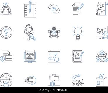 Budget analysis line icons collection. Forecasting, Allocation, Cost, Analysis, Performance, Trends, Evaluation vector and linear illustration Stock Vector