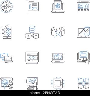Mobile device line icons collection. Smartph, Tablet, iPh, Android, iPad, Samsung, Blackberry vector and linear illustration. Nokia,LG,Motorola Stock Vector