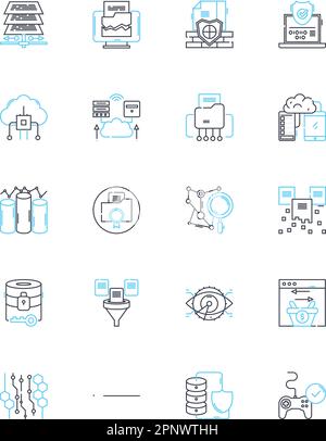 Colossal facts linear icons set. Gigantic, Monumental, Enormous ...